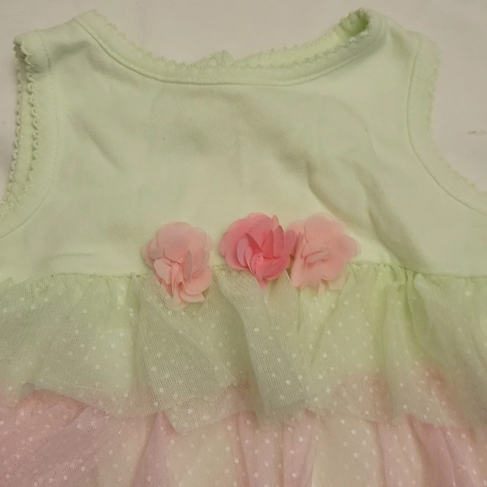 Onsie T Shirt Ruffles Tulle Florets Dress 6M
